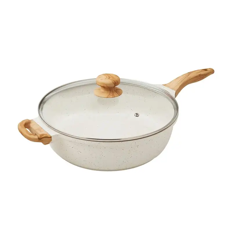 

Signature 6-Quart Cast Aluminum Jumbo Cooker Sauté Pan, Linen Speckle Cooking glass pot Kitchen accessories Cookware 냄비 Sta