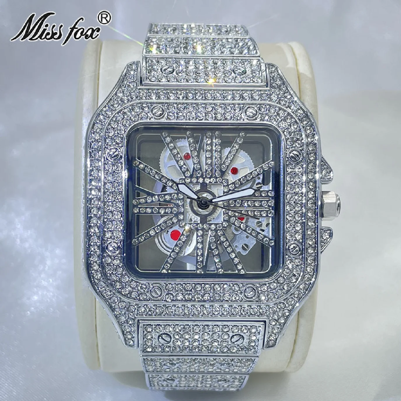 

Hip Hop Men Stainless Steel Watches Waterproof Hollow Out New Clock MISSFOX Diamond Fashion Quartz WristWatch Gift Free Shipping