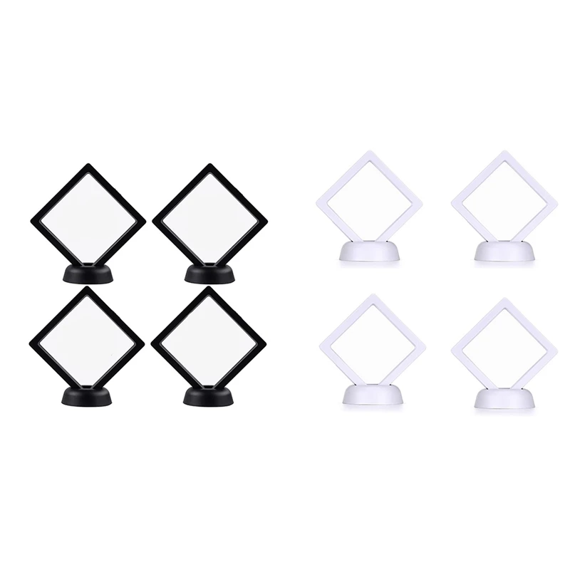 

4 Pieces of Challenge Coin Holder 3D Floating Frame with Bracket Anti-Tarnishing Jewelry Box Coin Display Cabinet