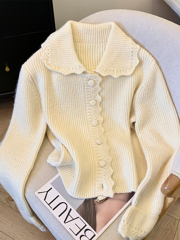 Женский оранжевый кардиган свитер с v-образным вырезом Harajuku Y2k вязаный