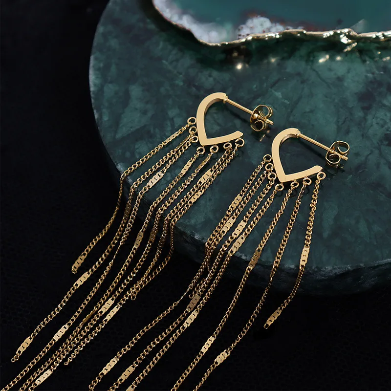 

Korean Temperament Earrings Light Luxury Long Tassel Ear Celebrity Versatile Fashion Personality Ladies Earrings