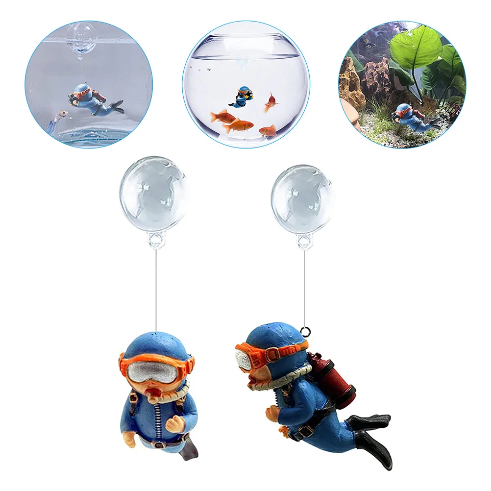 

2 Pcs Float Decorative Fish Tank Divers Cartoon Adorn Simulated Landscape Beta Aquarium Decoration Pvc Floating Miniture