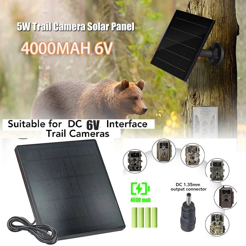 

Intelligent Device Monitoring Doorbell Solar Panel DC Interface Waterproof Hunting Cameras Built In Lithium Battery Solar Panel