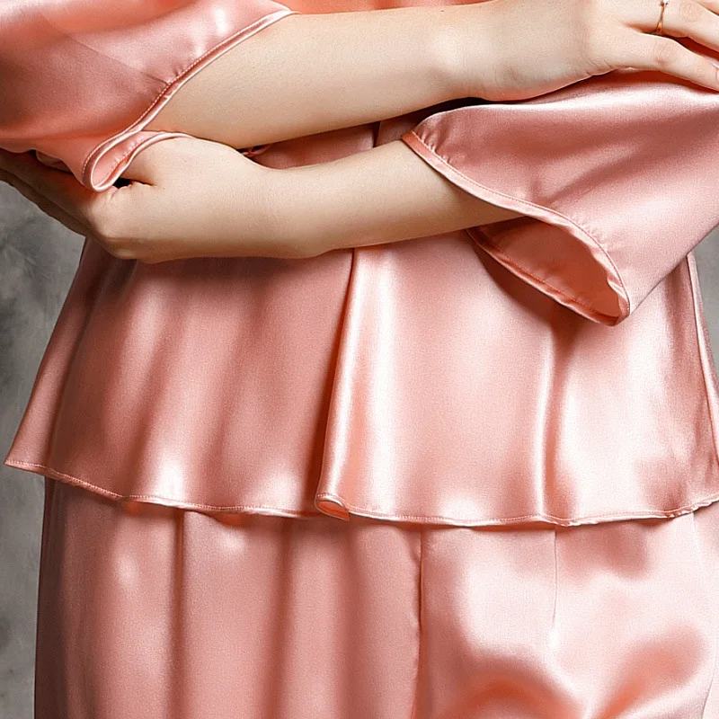 Новый летний пижамный комплект 16 мм из 100% шелка женская шелковая Домашняя одежда