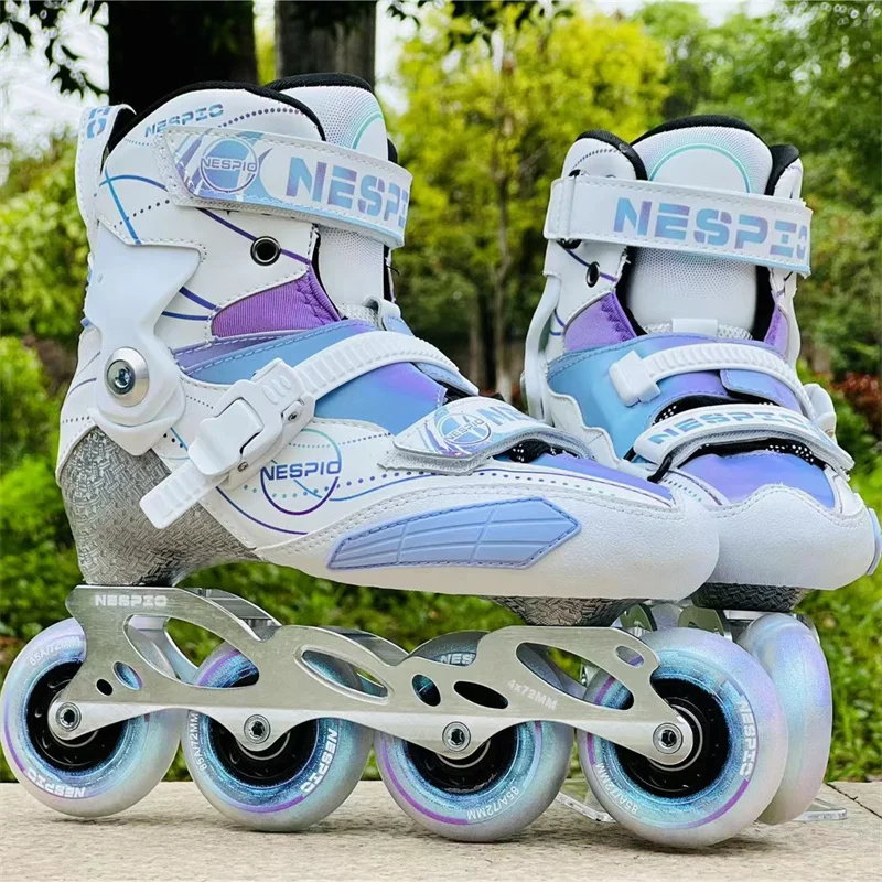 Glass Fiber Fashion Slide Skates Shoes for Young Girls Woman Inline Skates with 72mm 76mm 80mm Female Fiberglass Roller EU 27-44