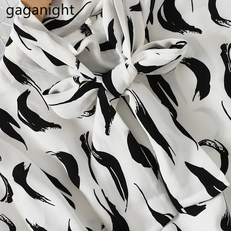 Платье макси Gaganight Fashion для вечеринок с длинными рукавами, стоячим воротником, бантом и элегантным дизайном Chic Korean Bandage Vestidos.