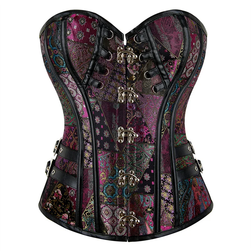 

Women Steampunk Corset Sexy Lingerie Purple Corsage Corsets And Bustiers Slimming Steel Boned Bodice Gothic Corselet