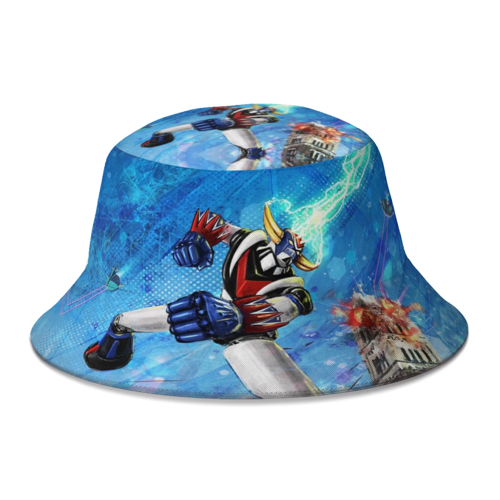 

New Summer UFO Robot Grendizer Lucca Bucket Hats for Women Men Outdoor Foldable Bob Fishing Fisherman Hats Girls Boys Panama