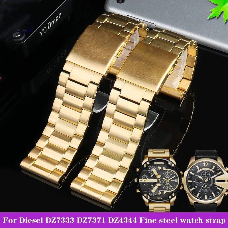 

24mm 26mm 28mm Stainless steel watchband for diesel DZ7333 DZ7371 DZ4344 watch strap men's black gold solid steel metal Bracelet