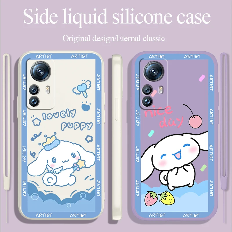 

Sanrio Cinnamoroll Cartoon Case For Xiaomi 12T 12S 12 11 Ultra 11T 10T 9T Note 10 Pro Lite 5G Liquid Rope Phone Cover Shell Capa