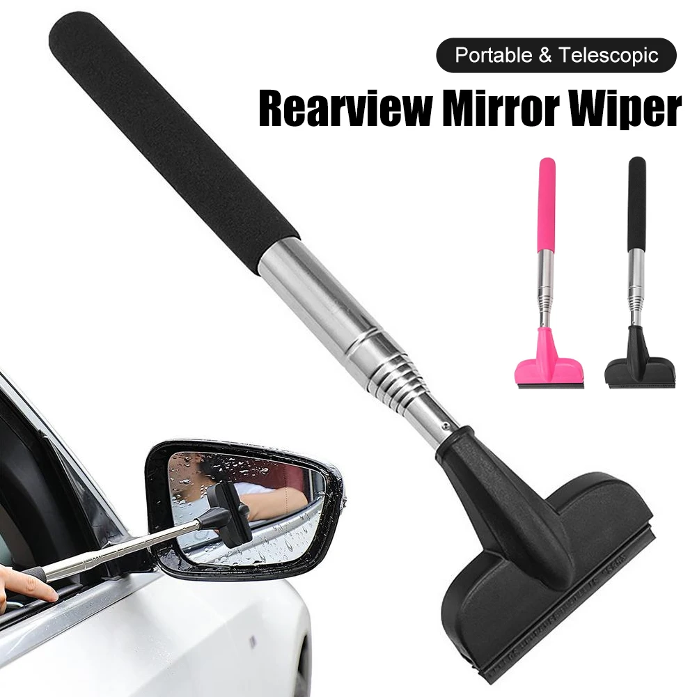 Portable Rainy Glass Window Cleaning Tool Wiper Extendable Handle Car Side Mirror Squeegee Telescopic Rearview Mirror Squeegee