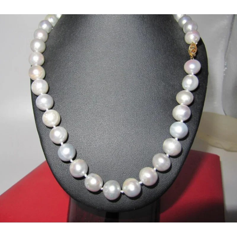 

Collier classique de perles blanches de la mer du sud, 18 pouces, 9 à 10mm, AAA +, fermoir en argent et or 925