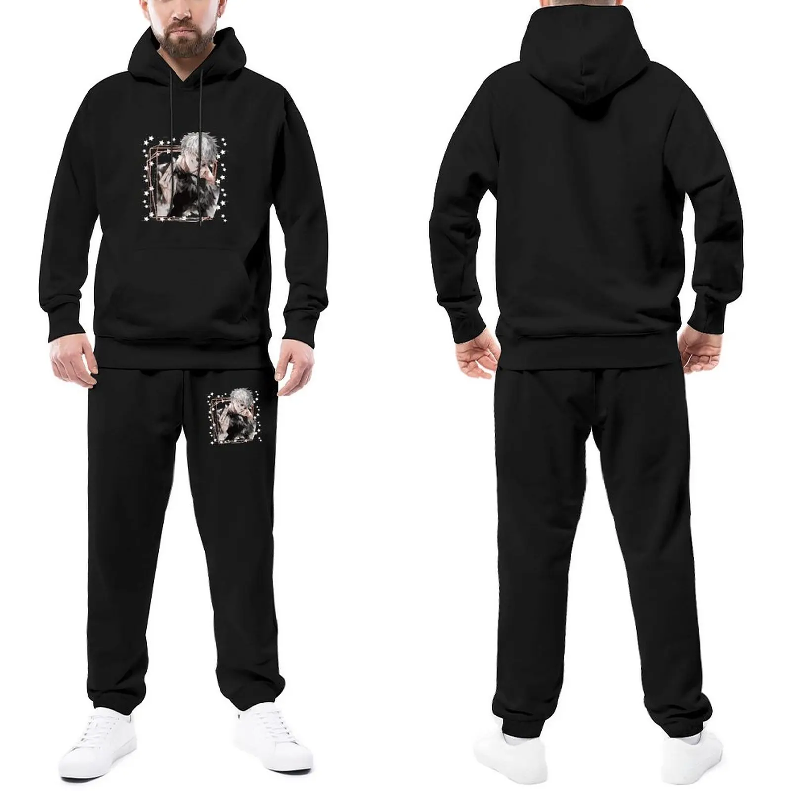 

Trapstar Tracksuits Jujutsu Kaisen Satoru Gojo Hoodie Set Anime Character Oversize Print Jogger Sets Vintage Hoody Sweatpant Set