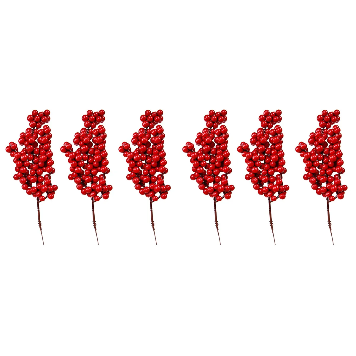 

6 Christmas Artificial Flower Small Fruit Bouquet Red Berry (Red)