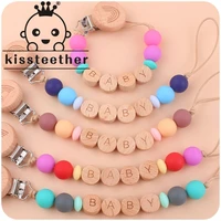 kissteether handmade personalize name rainbow head dummy clips pacifier clips baby silicone pacifier holder chains baby toy gift