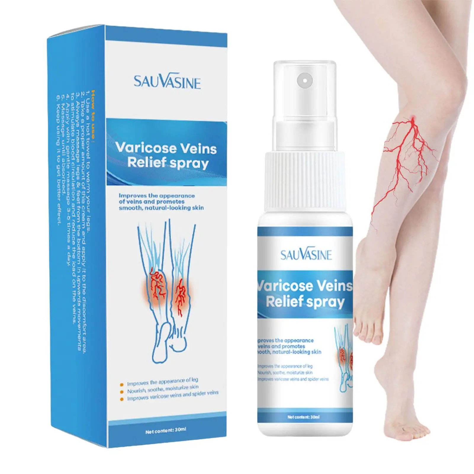 

30ml Varicose Vein Spray Vasculitis Phlebitis Spider Legs Smoothing Blood Vessel Bulging Treatments Redness Herbal Leg Body Care