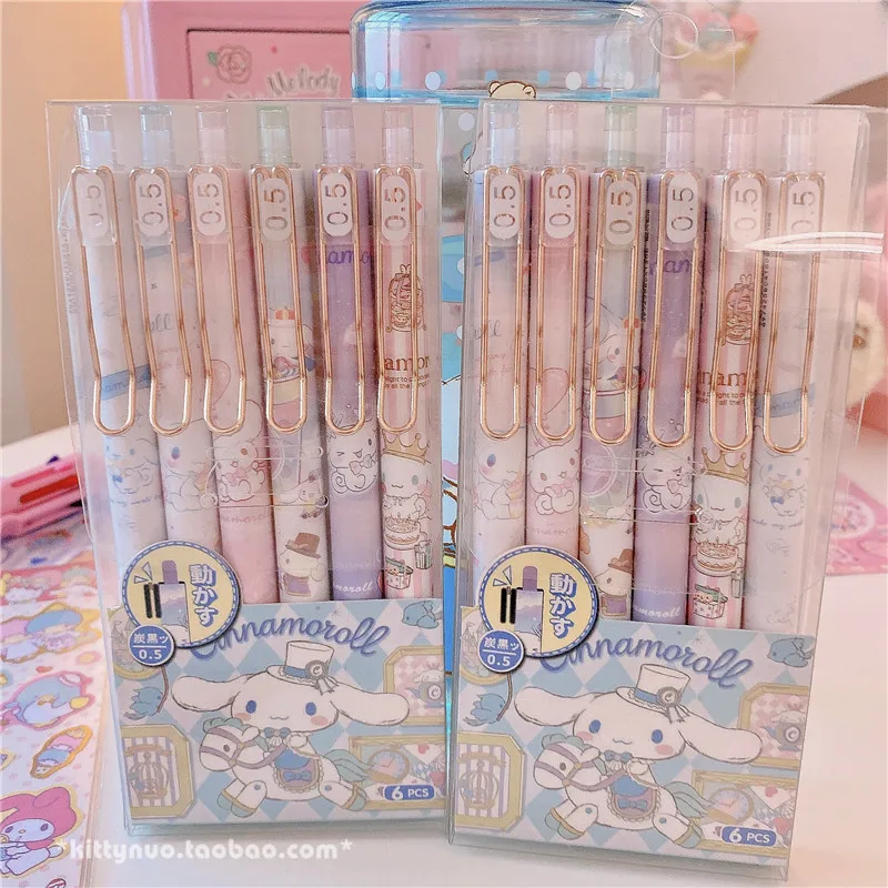 

Sanrios Kuromi Cinnamoroll My Melody помпон Пурины Hellokittys аниме кавайная черная 0,5 мм гелевая ручка черная письменные принадлежности