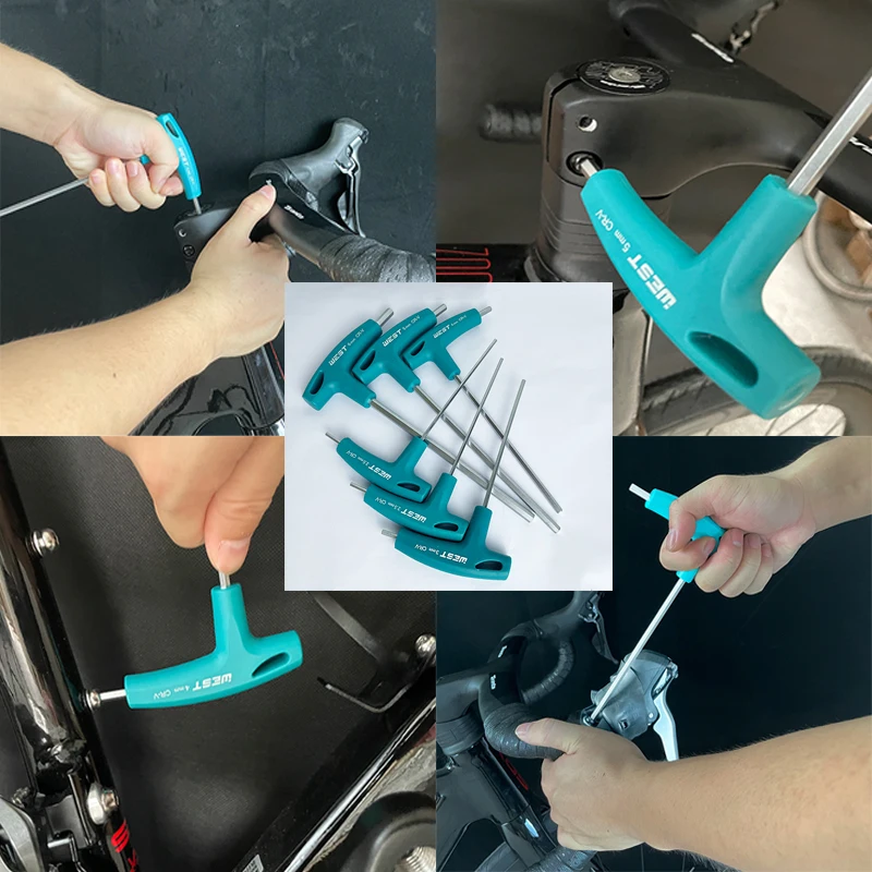   1PCS/6PCS T Handle Hex Allen Key Screws Screwdriver Bike Repair Tools Bicycle Assembly Wrench 2/2.5/3/4/5/6/8mm