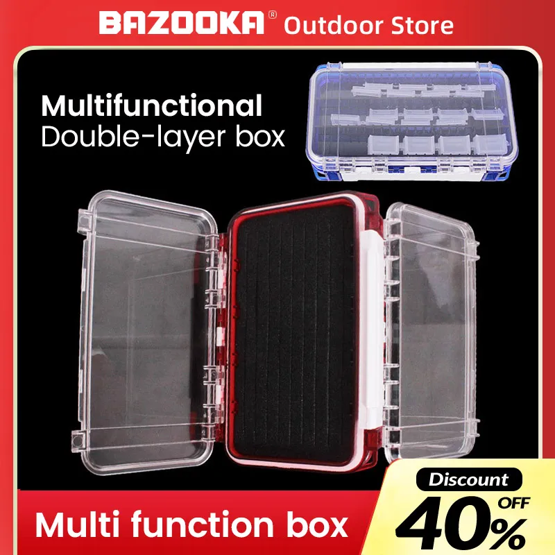 Enlarge Bazooka Double Sided Compartments Fishing Tackle Boxes Lure Box Organizer Soft Bait Tackle Storage Thicker Frame Case