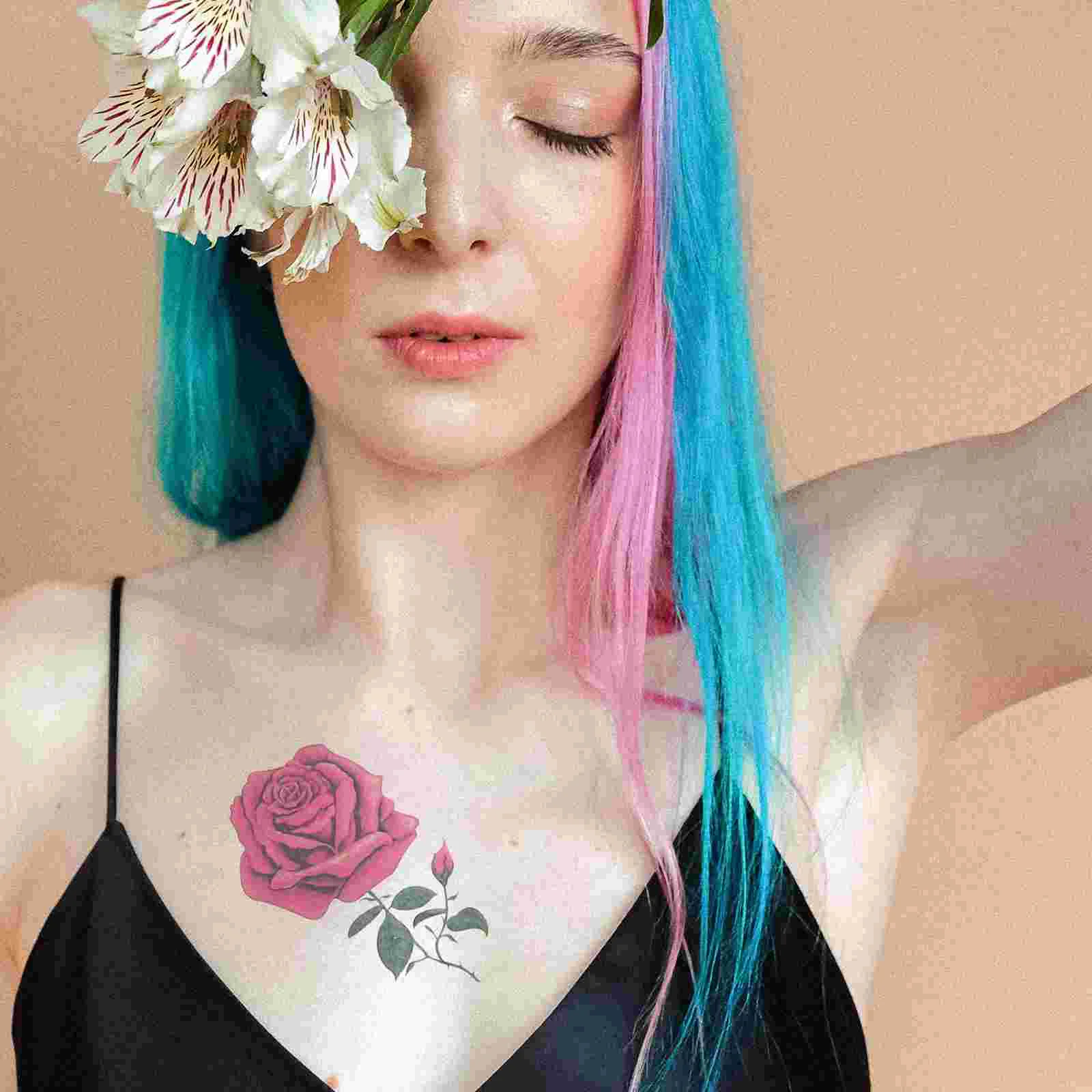 8 листов водонепроницаемых наклеек цветок временные татуировки для взрослых