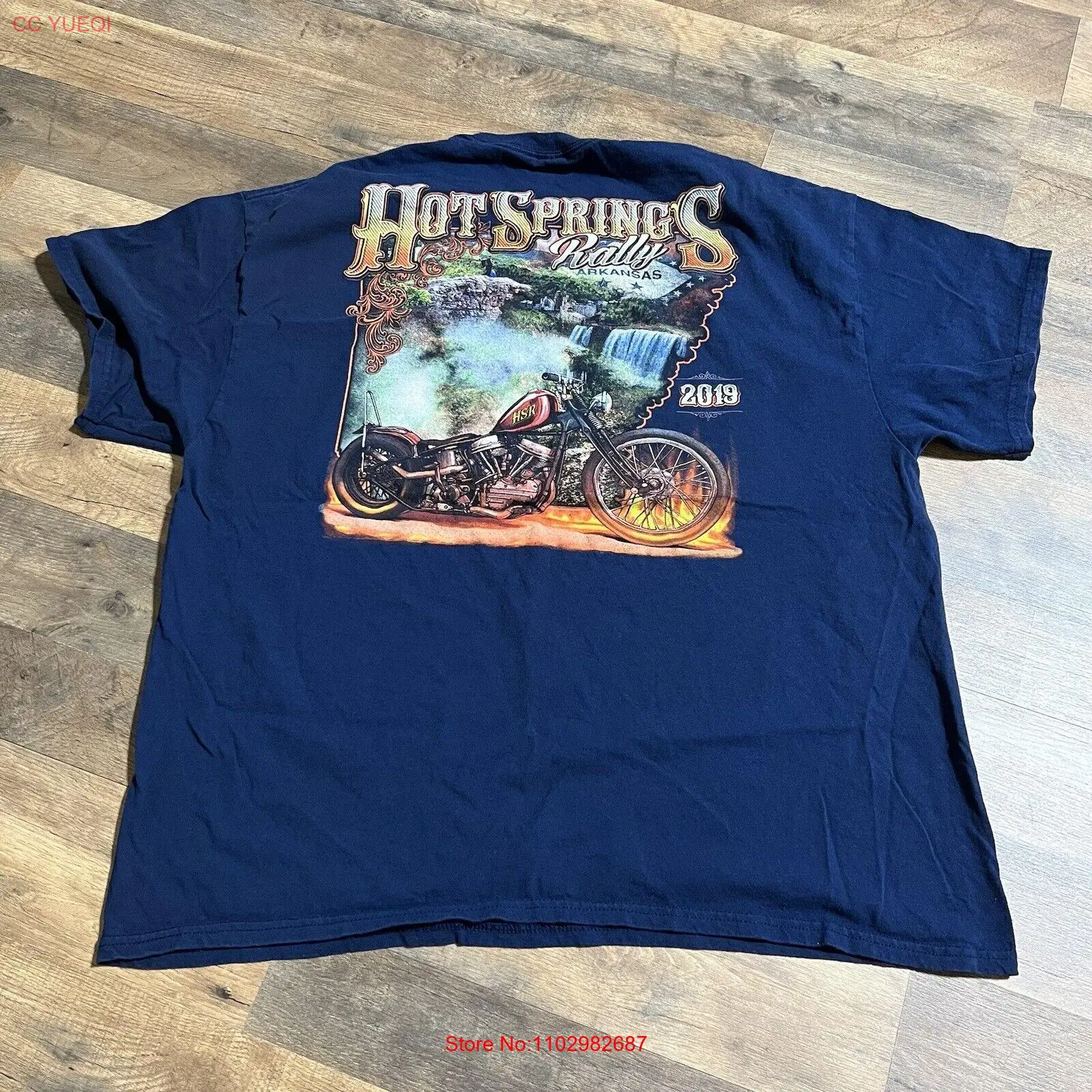 Футболка Hot Spring Rally 2019 Мужская мотоциклетная Байкерская Размер 2XL XXL синяя