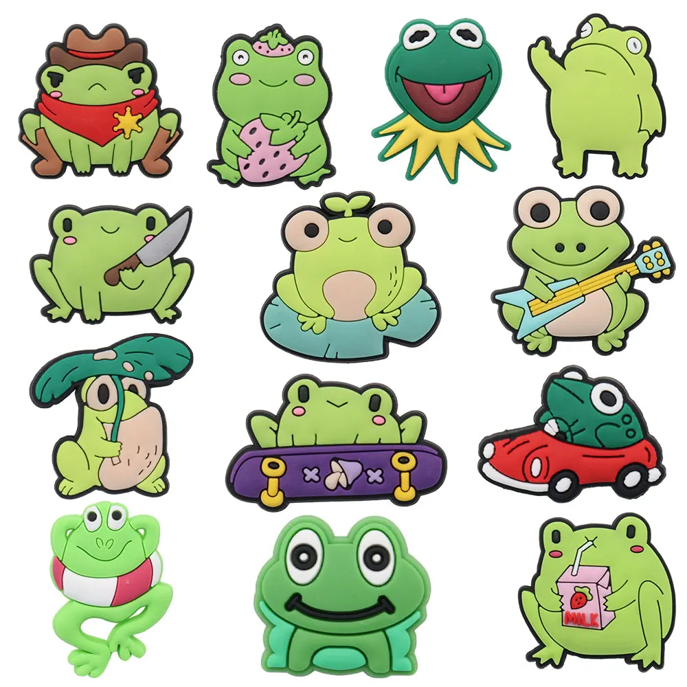 

1-13 шт. подвески для обуви из ПВХ в виде животных, Симпатичные ножи лягушки, клубника, Кроксы, Jibz, застежка, сандалии, украшение для обуви, браслет