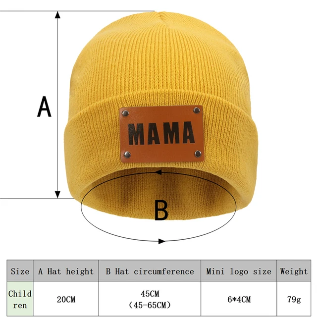 Knitted Mother Kids Hat Winter Baby Beanie Hats Leather Label Children Cap for Girls Boys Accessories New Infant Stuff 8 Colors 6