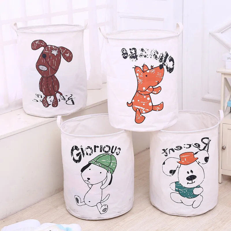 

New Folding Storage Bucket Colorful Dog Dirty Laundry Basket Large Capacity Children's Toy Basket for Bathroom Laundry Room Tidy