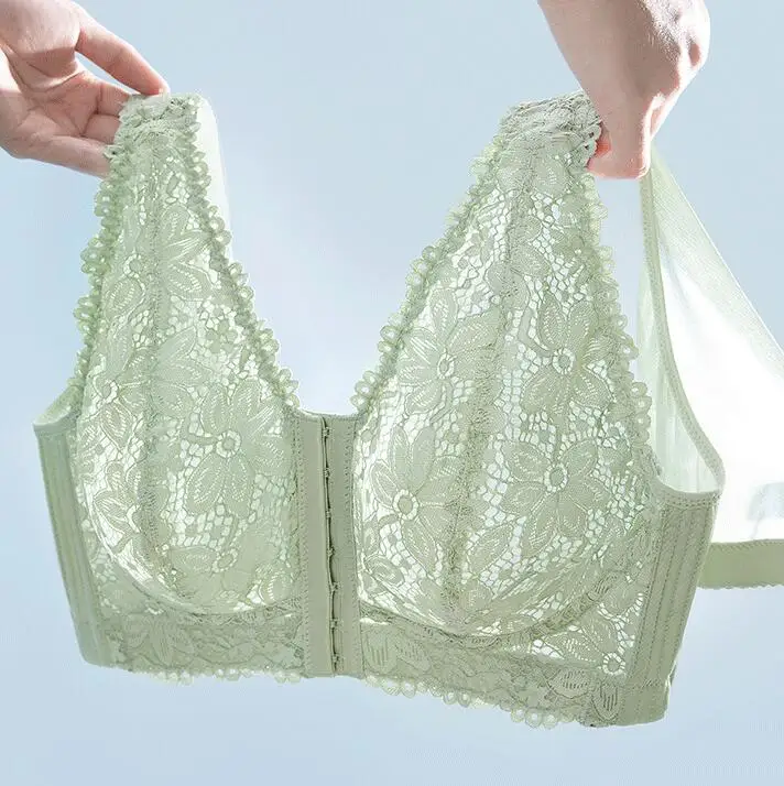 Ultra-thin Womens Lace Front Closure Bra Wirefree Bralette Top Female Lingerie Full Coverage Non Padded Underwear 38 40 42 C D