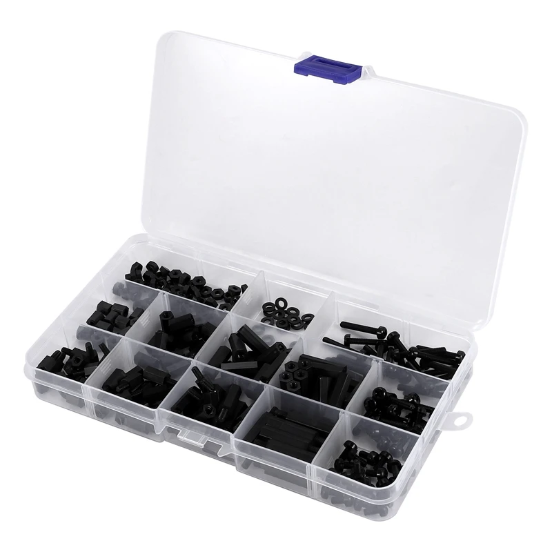 

HOT! 260PCS M3 Male Female Nylon Hex Spacer Standoff Screw Nut Threaded Pillar PCB Motherboard Assorted Assortment Kit