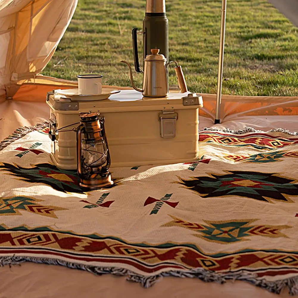 

Durable Picnic Blanket Portable Comfortable Wear-resistant Bohemia Outdoor Mat Beach Blanket Picnic Blanket