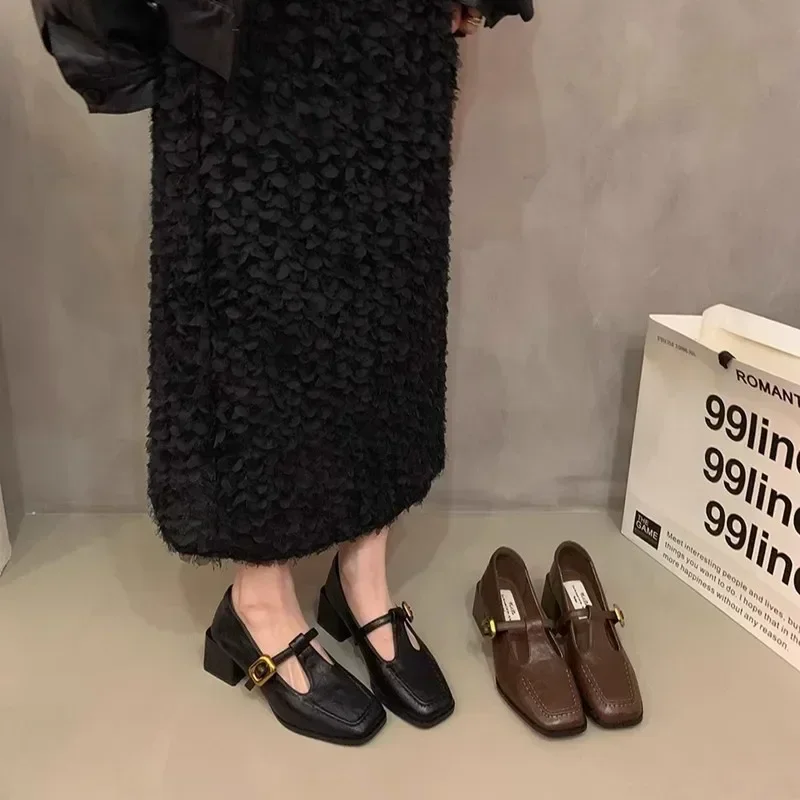 Новинка 2024 женские туфли-лодочки Janes на массивном высоком каблуке офисные