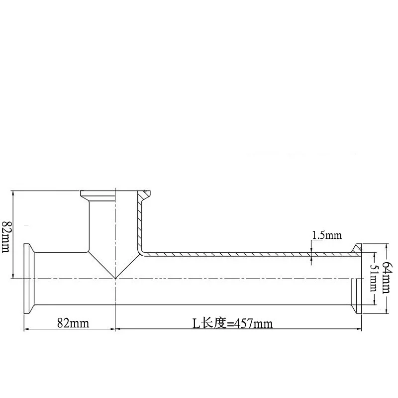 2 дюйма (51 мм) OD64 мм L = 457 нержавеющая сталь 304 односторонний удлиненный