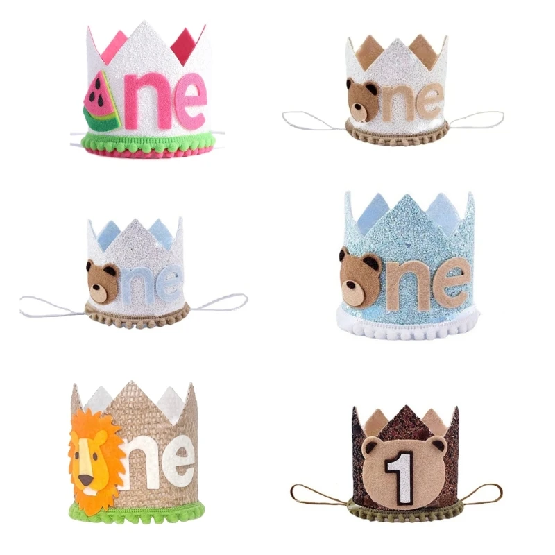 

Baby Girls Boys First Birthday Crown Hat Felt Baby Birthday Party-Decoration Drop shipping
