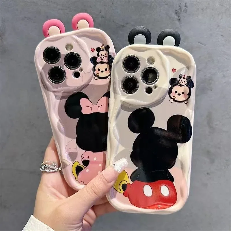 Чехол для Huawei Honor 90 Lite 20 50 SE Nova 5T 11 7 9 10 P30 P40 Mate 30 40 Pro Disney Mickey Minnie 3D Ear Wavy Edge Cover Capa