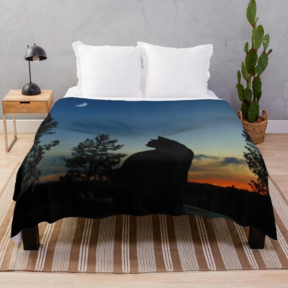 

Cobertura familiar do lance fazer pôr-do-sol da sombra com lã grossa bem do rei