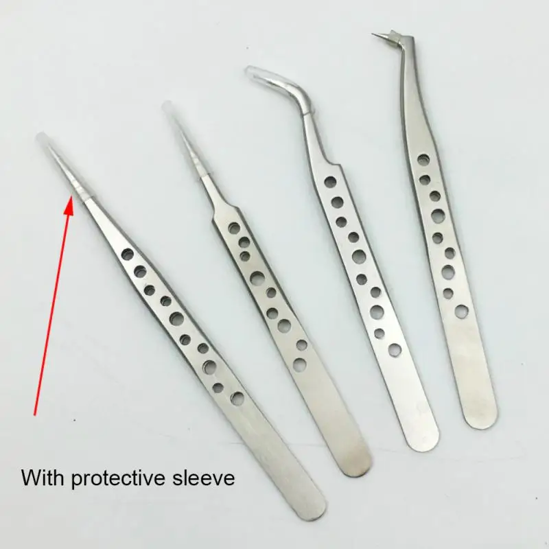 

Stainless Steel Eyelash Tweezers Sandblasting Shiny Tip Elbow Grafting Eyelash Tweezers Nail Enhancement Thickening Makeup Tools