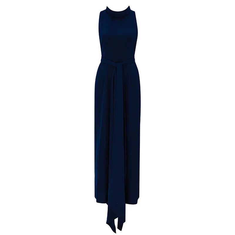 2021 Summer Women Sexy Hollow Out Backless Jumpsuit Party All-Match Lace Up Cloak Sleeveless Full Length Jumpsuit New Vestidos