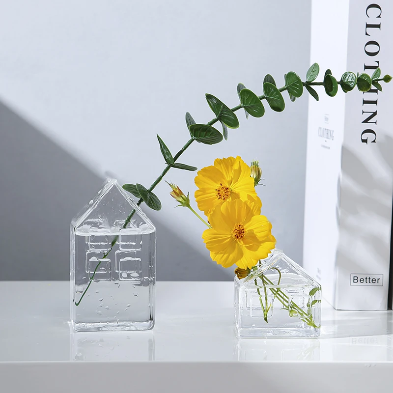 

Glass Vase Home Decor Small Flower Vase Wedding Decoration Clear Flower Pot Modern Cute Mini Home Decoration Accessories