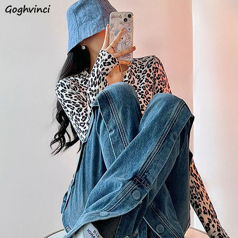 

Jeans Women Solid Denim Button Washed High Waist Korean Style All-match Casual Daily College Fashion Basic Design Side-slit New