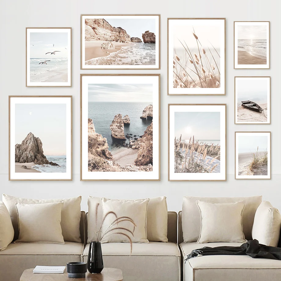 

Beach Reef Reed Seagull Lighthouse Seascape Wall Art Canvas Painting Nordic Poster And Print Wall Pictures For Living Room Decor