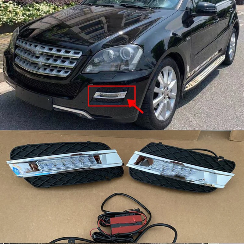 

LED DRL Daytime Running Lights Fog Lamp for benz W164 ML 2008-2009 Shock Absorber Front Grille Trim Auto Parts