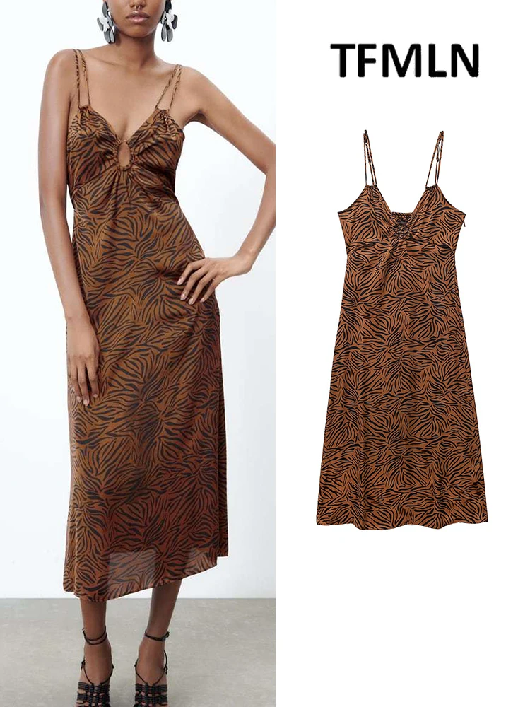 

TFMLN Женские полосатые платья 2022 летние пляжные вечерние модные трапециевидные до середины икры уличная одежда пикантные платья без рукавов