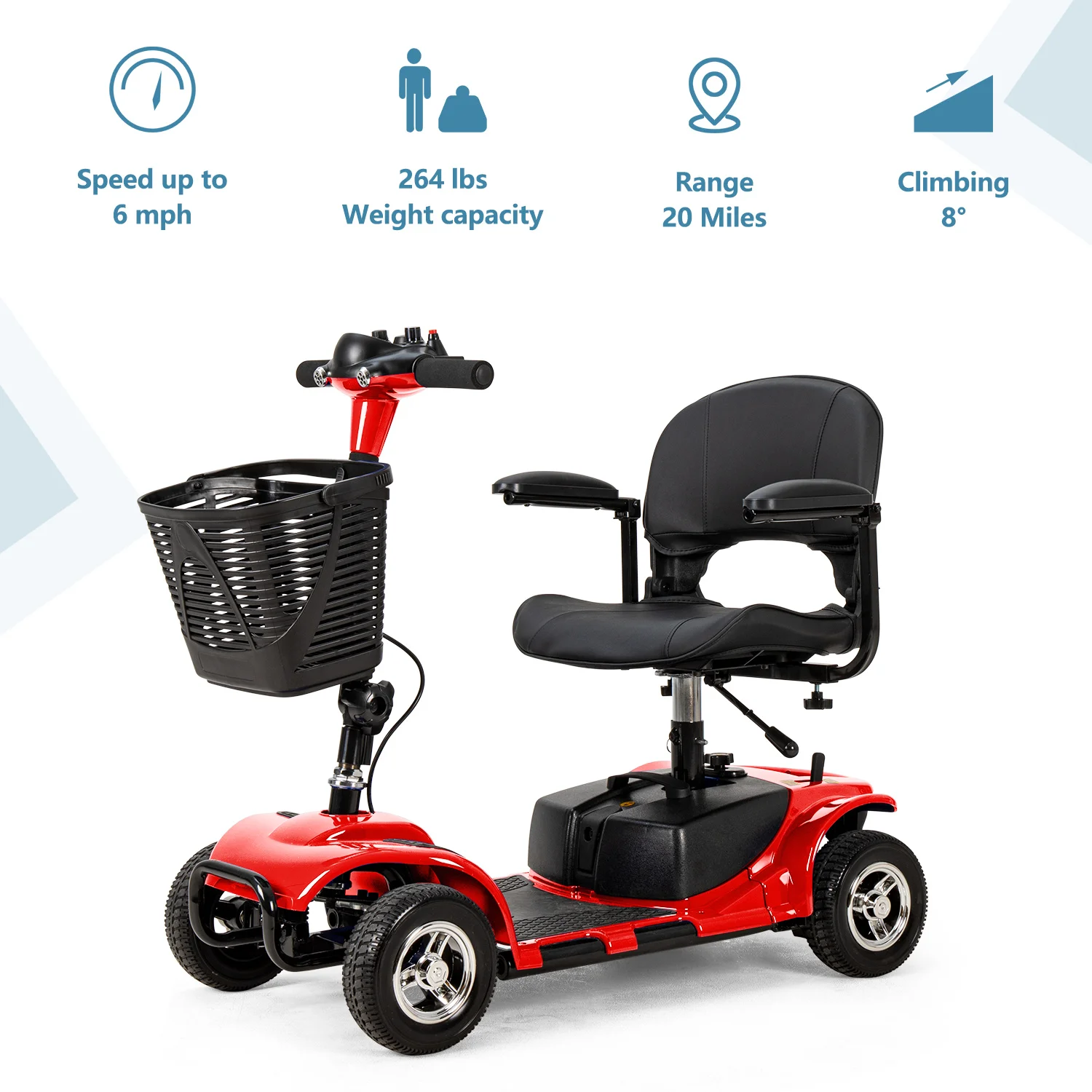 

NEW 4 Wheels Electric Mobility Scooter For Adult Elderly Disabled People Outdoor With Foldable Function