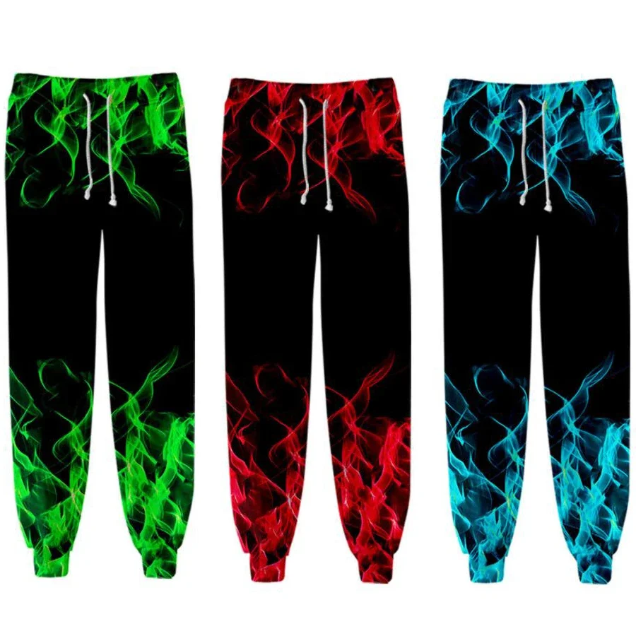 

3D Printed Jogging Pants New Colorful Blue Green Flame Y2k Men's Casual Hip Hop Sweatpants Outdoor Streetwear Pants
