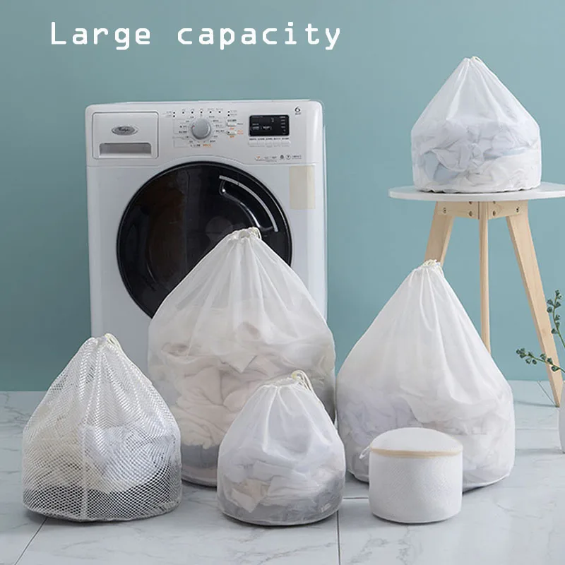 Large Capacity Drawstring Laundry Bag For Dirty Clothes Curtain Sheet Lingerie bra Thicken Mesh Bags For Washing Machine