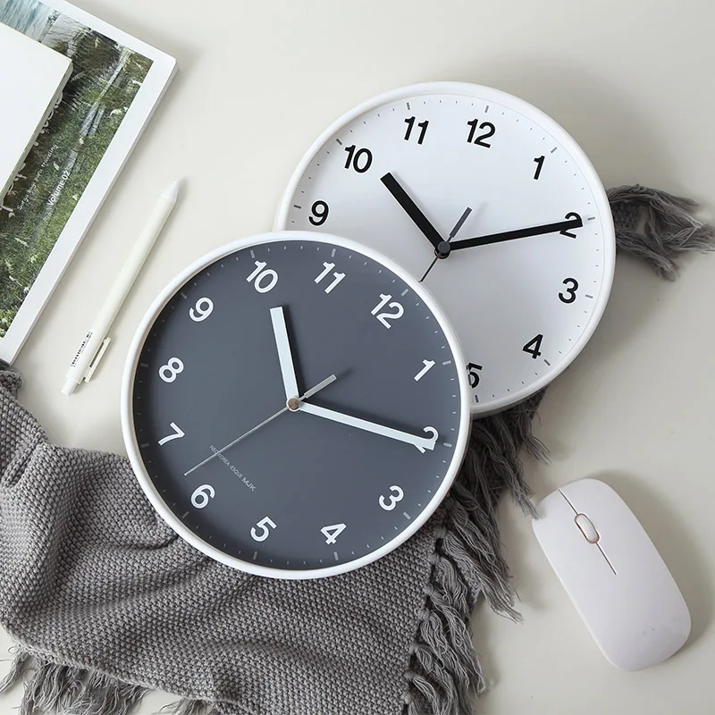 

Kitchen Battery Operated Clock Wall Hanging Bedroom Nordic Design Round Modern Wall Clock White Classic Horloge Room Decoration