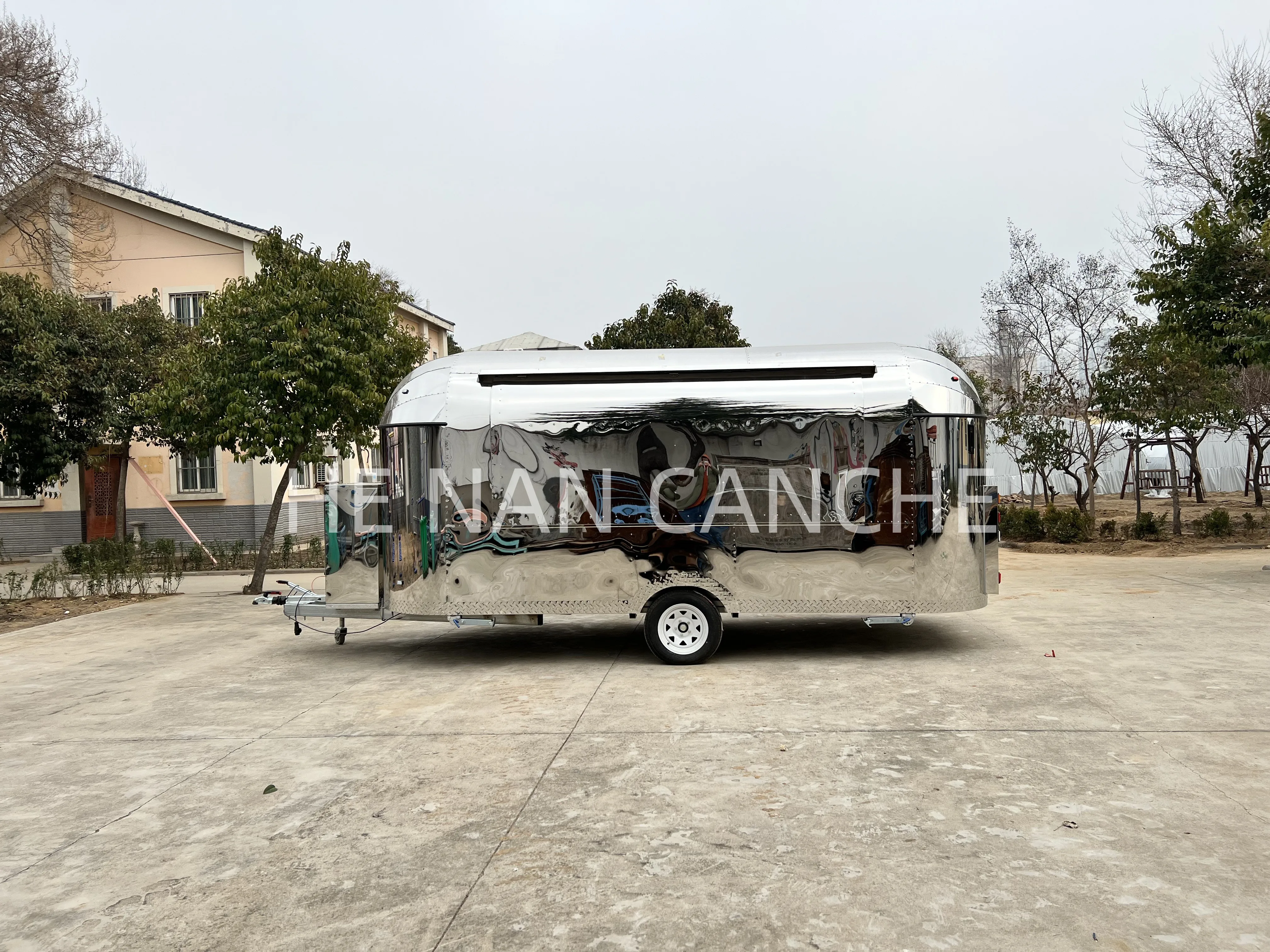 

Роскошный Золотой прицеп-трактор из нержавеющей стали, грузовик для перевозки еды Airstream, обслуживание сока кофе