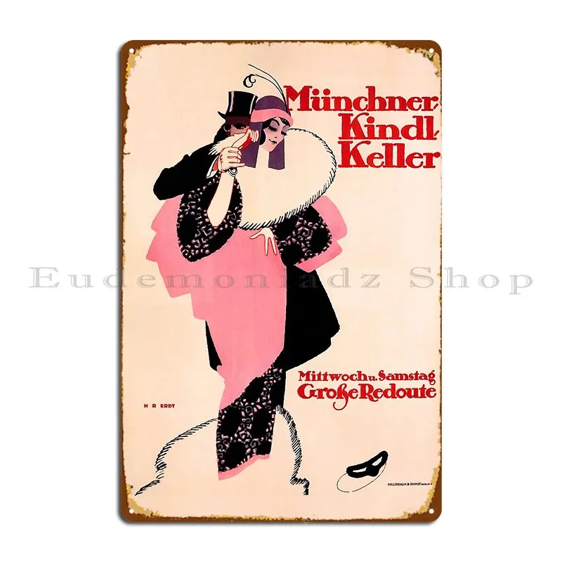 Металлическая вывеска Munchner Kindl Keller украшение в винтажном дизайне жестяная для