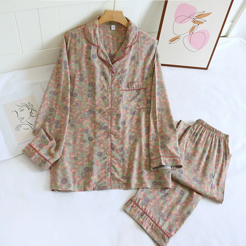 Одежда для сна женское хлопковое нижнее белье из 2 предметов пижамный женский